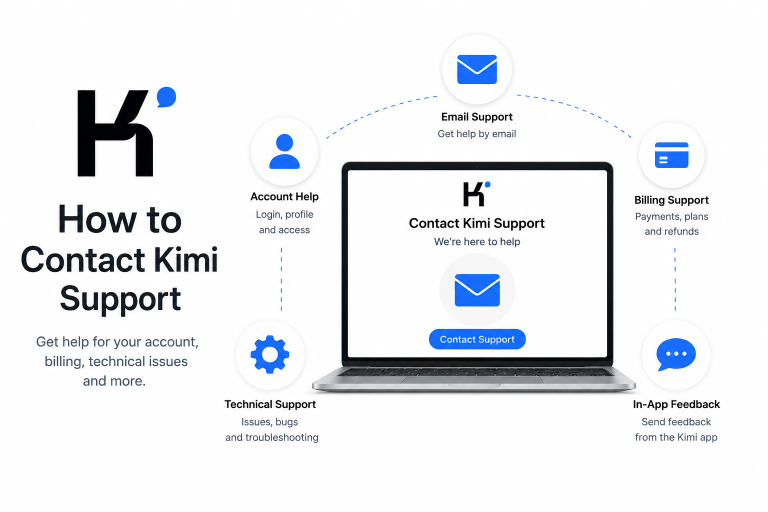 How to contact Kimi Support for account, billing, technical issues and in-app feedback
