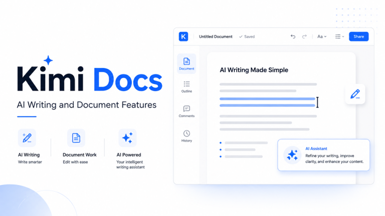 Kimi Docs showing AI writing, document editing and document creation features