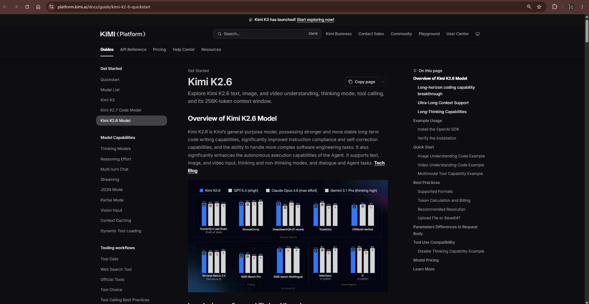 Official comparison of Kimi K3 and Kimi K2.6 capabilities and supported inputs