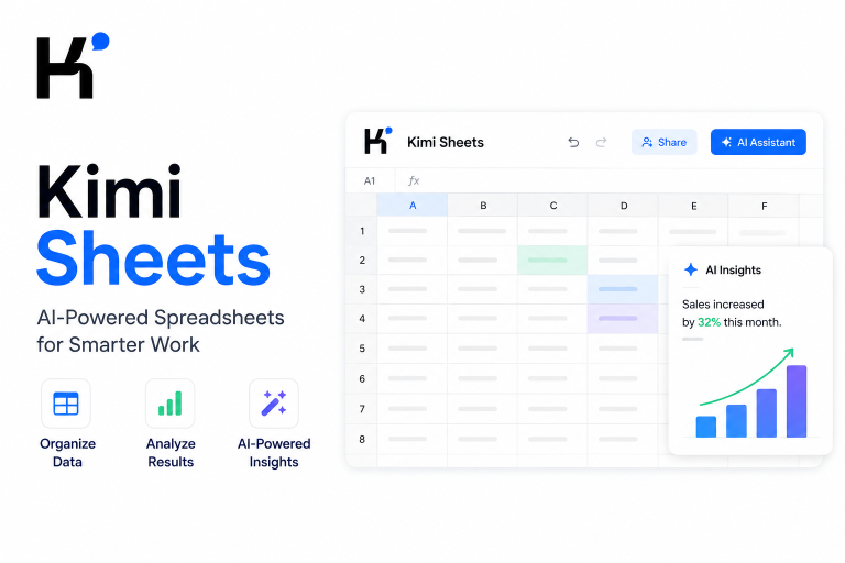 Kimi Sheets showing AI-powered spreadsheets, data analysis and automated insights