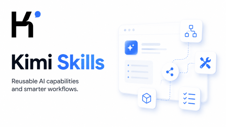 Kimi Skills showing reusable AI capabilities, tools and automated workflows